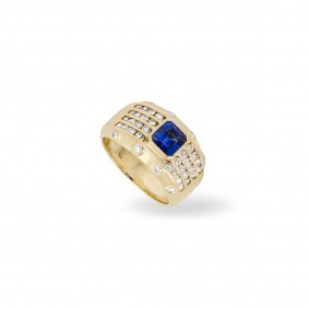 Yellow Gold Sapphire & Diamond Ring Yellow Gold Sapphire & Diamond Ring